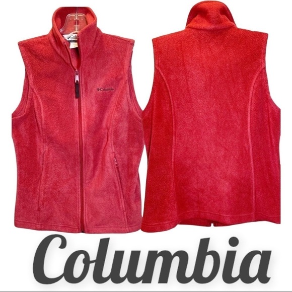 COLUMBIA Full Zip Fleece Mock Neck Vest in Coral, Size XS - Picture 7 of 8